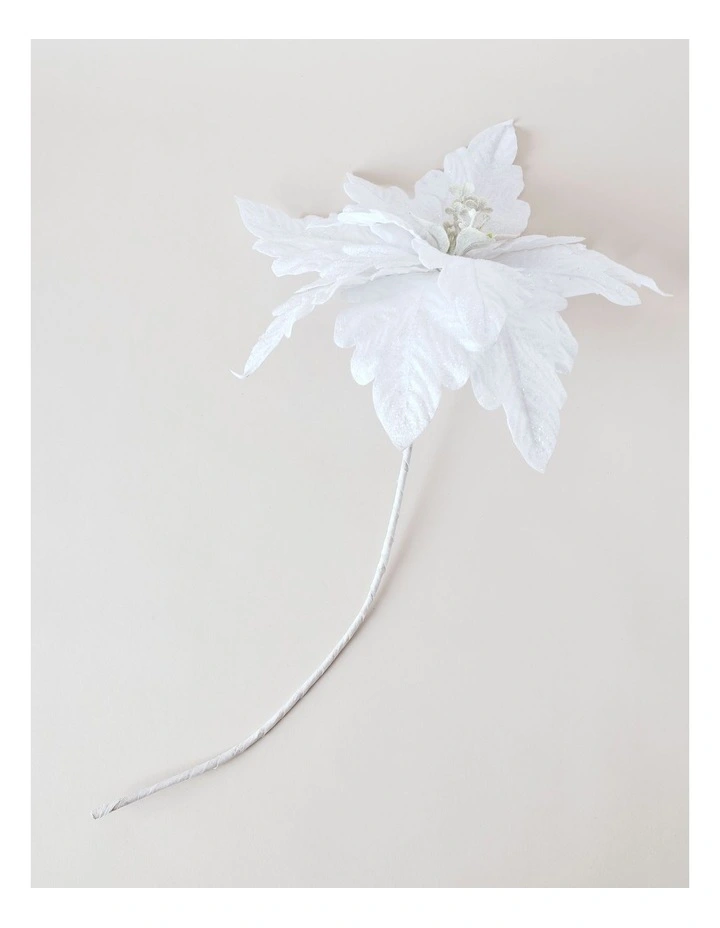 Luxe Christmas Oversized Poinsettia Pick 45cm in White image 2