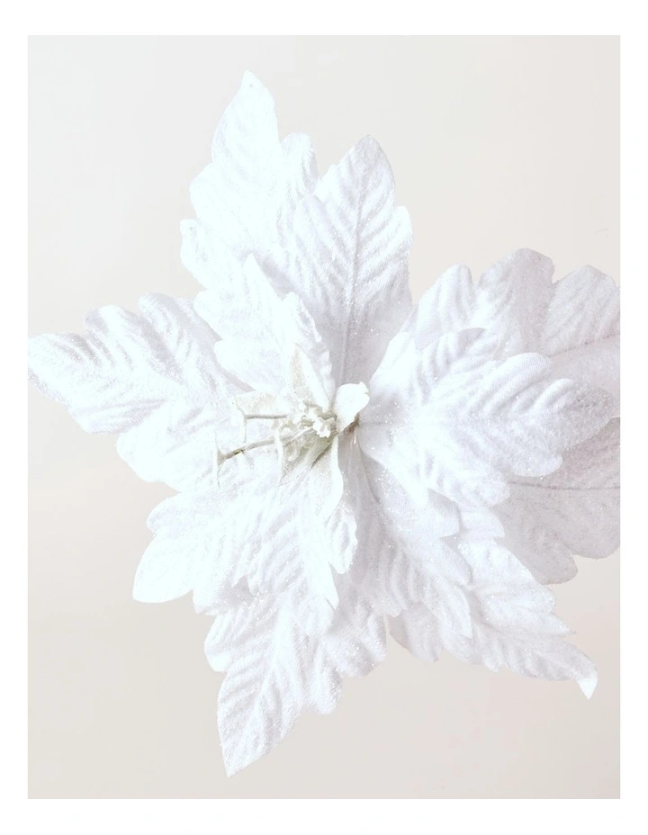 Luxe Christmas Oversized Poinsettia Pick 45cm in White image 3