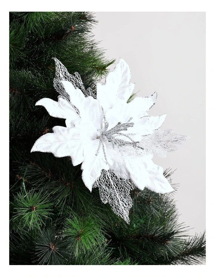 Luxe Christmas Velvet & Mesh Pick 60cm in White image 1