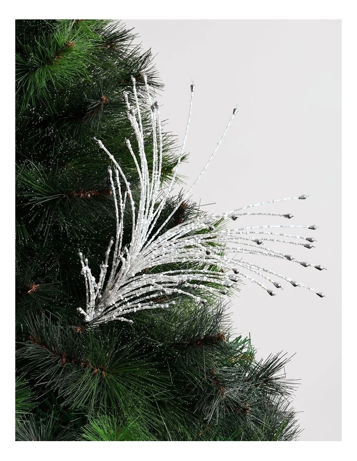 Luxe Christmas Wire Beaded Spray Pick 58cm in White image 1