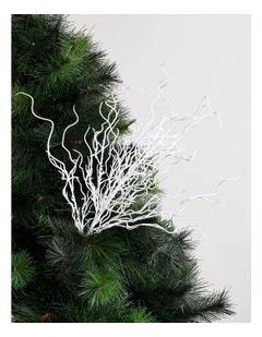 Eucalyptus Christmas Glitter Coral Pick 50cm in White