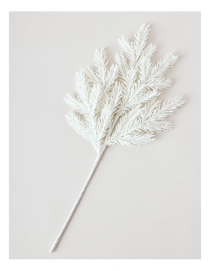 Luxe Christmas Glitter Faux Fir Needle Spray Pick 50cm in White image 2