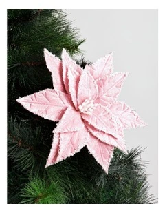 Luxe Christmas Fabric Poinsettia Pick 50cm in Pink