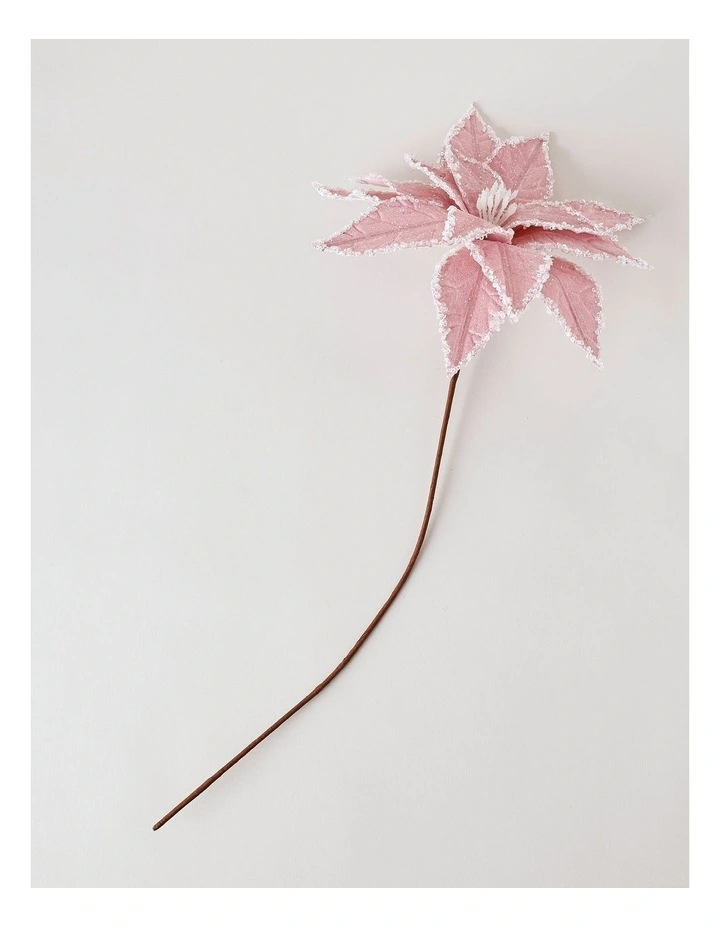 Luxe Christmas Fabric Poinsettia Pick 50cm in Pink image 2