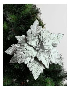 Eucalyptus Christmas Oversized Poinsettia Pick 45cm in Blue