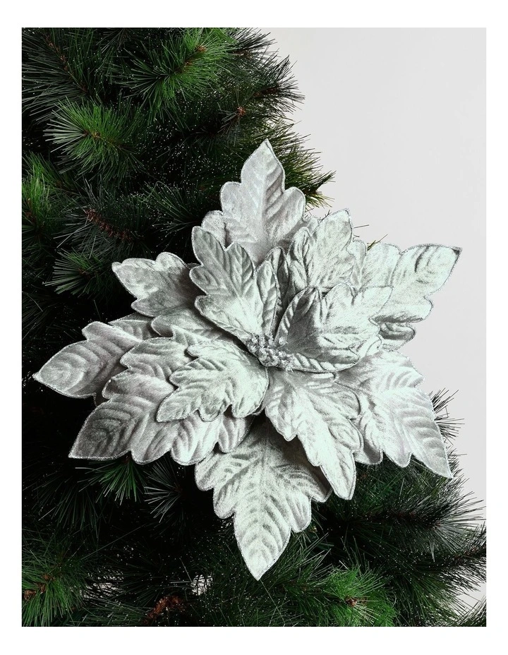 Eucalyptus Christmas Oversized Poinsettia Pick 45cm in Blue image 1
