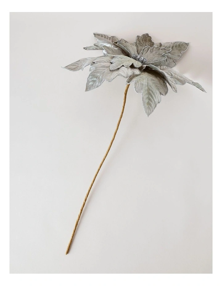 Eucalyptus Christmas Oversized Poinsettia Pick 45cm in Blue image 2