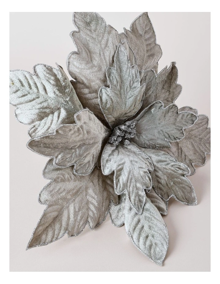 Eucalyptus Christmas Oversized Poinsettia Pick 45cm in Blue image 4