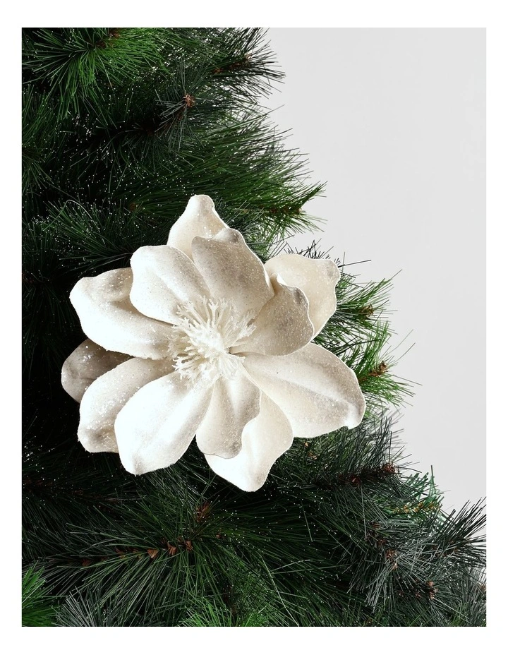 Luxe Christmas Fabric Magnolia Pick 50cm in White image 1