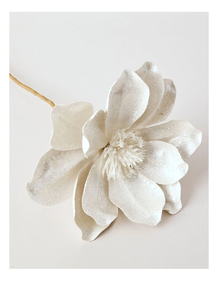Luxe Christmas Fabric Magnolia Pick 50cm in White image 4