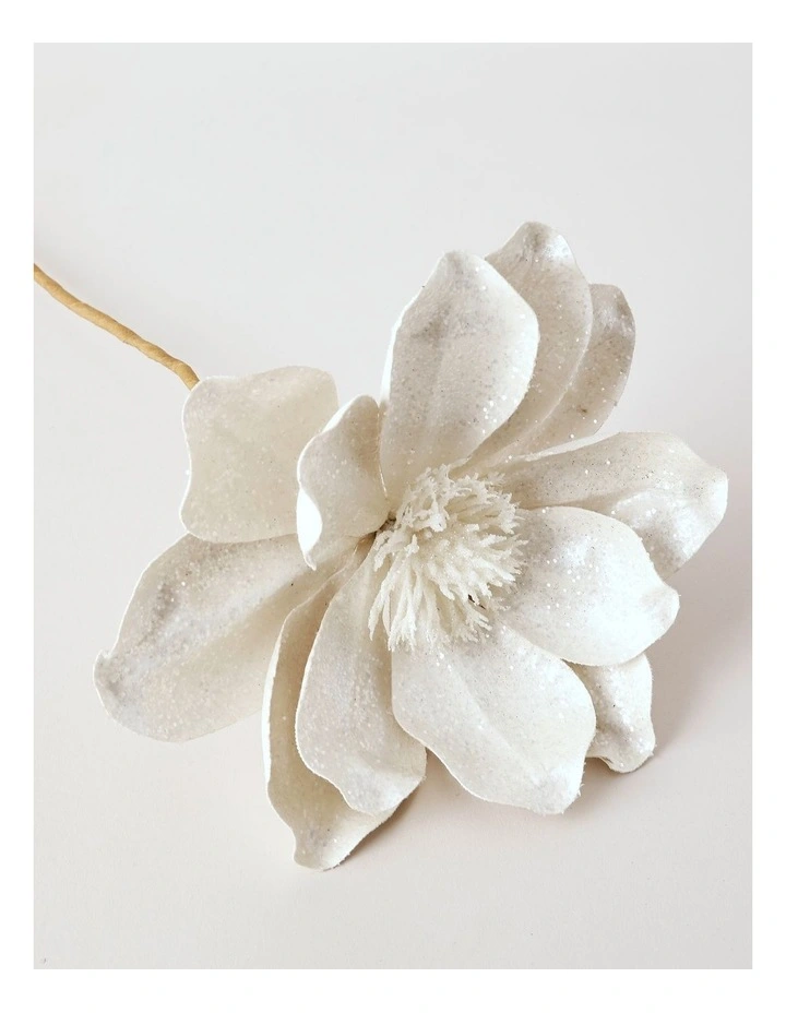 Luxe Christmas Fabric Magnolia Pick 50cm in White image 5
