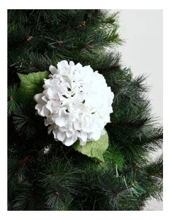 Luxe Christmas Flocked Hydrangea Pick 60cm in White
