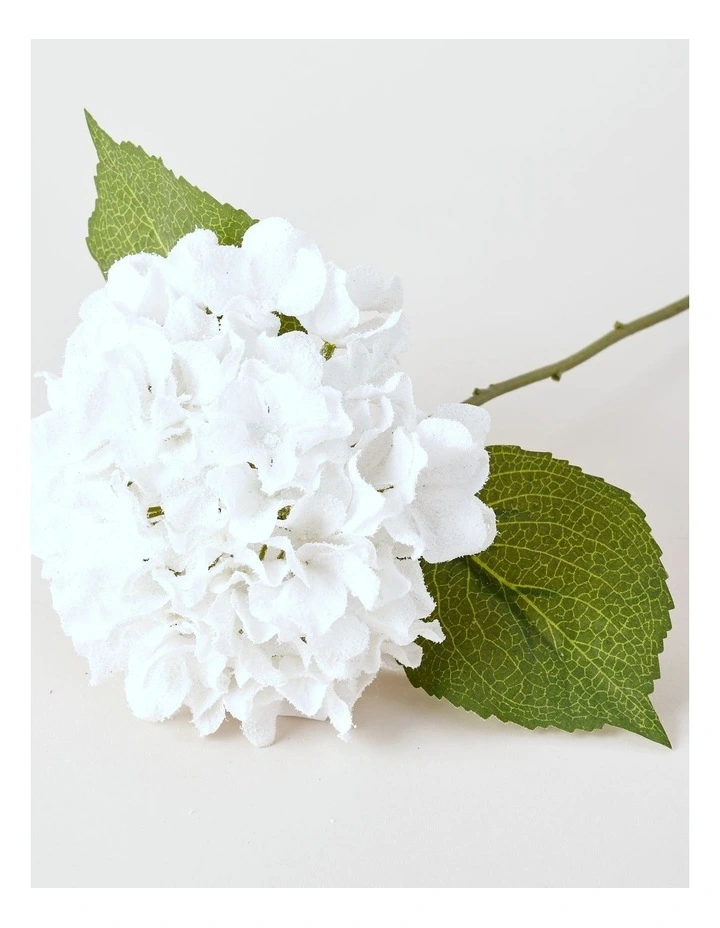 Luxe Christmas Flocked Hydrangea Pick 60cm in White image 3
