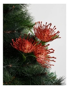 Eucalyptus Christmas Pincushion Spray Pick 68cm in Green/Orange