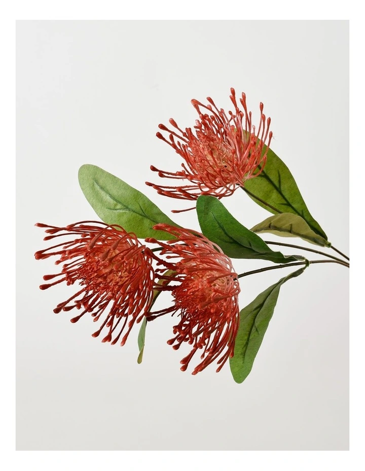 Eucalyptus Christmas Pincushion Spray Pick 68cm in Green/Orange image 3