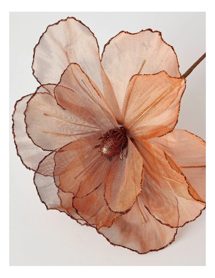 Harvest Christmas Camellia Organza Pick 50cm in Brown image 3