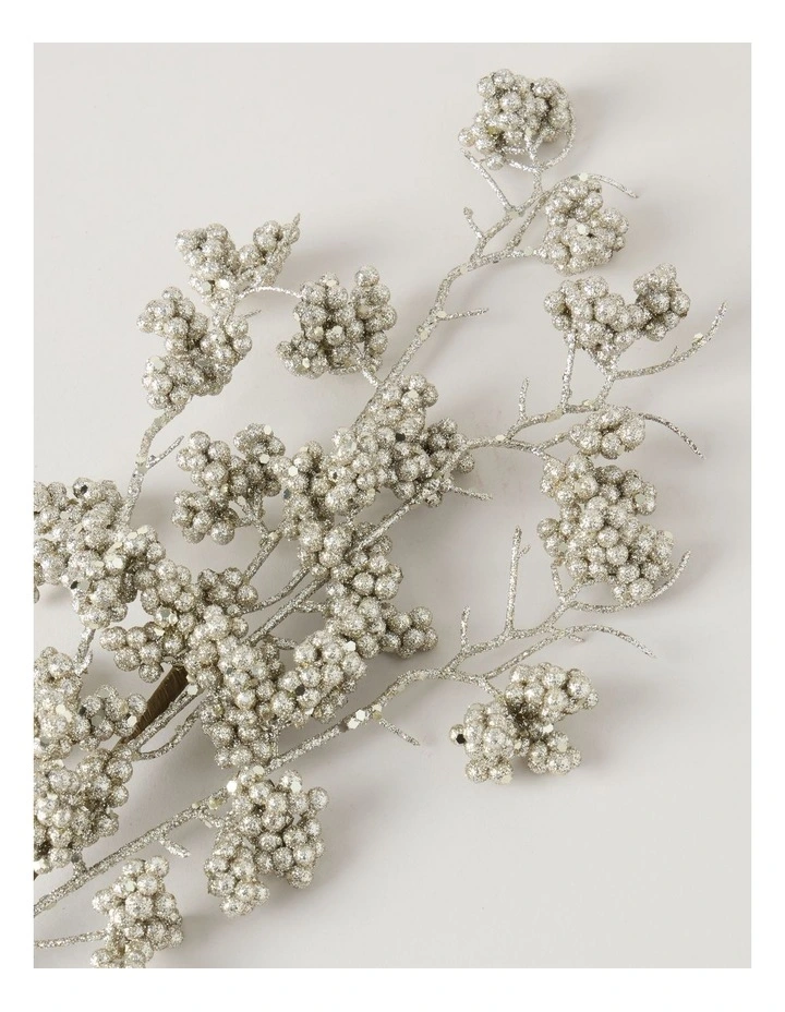Luxe Glittered Berries Pick in Gold: 50cm image 3