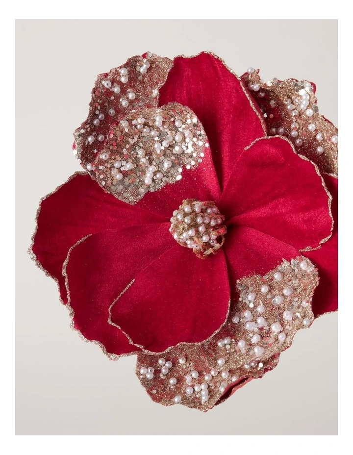 Heirloom Christmas Magnolia Pick in Red: 66cm image 4
