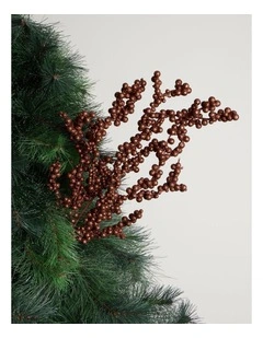 Harvest Glitter Berry Spray Pick in Brown: 62cm