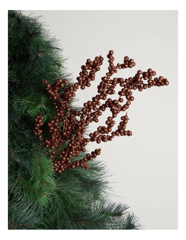 Harvest Glitter Berry Spray Pick in Brown: 62cm image 1