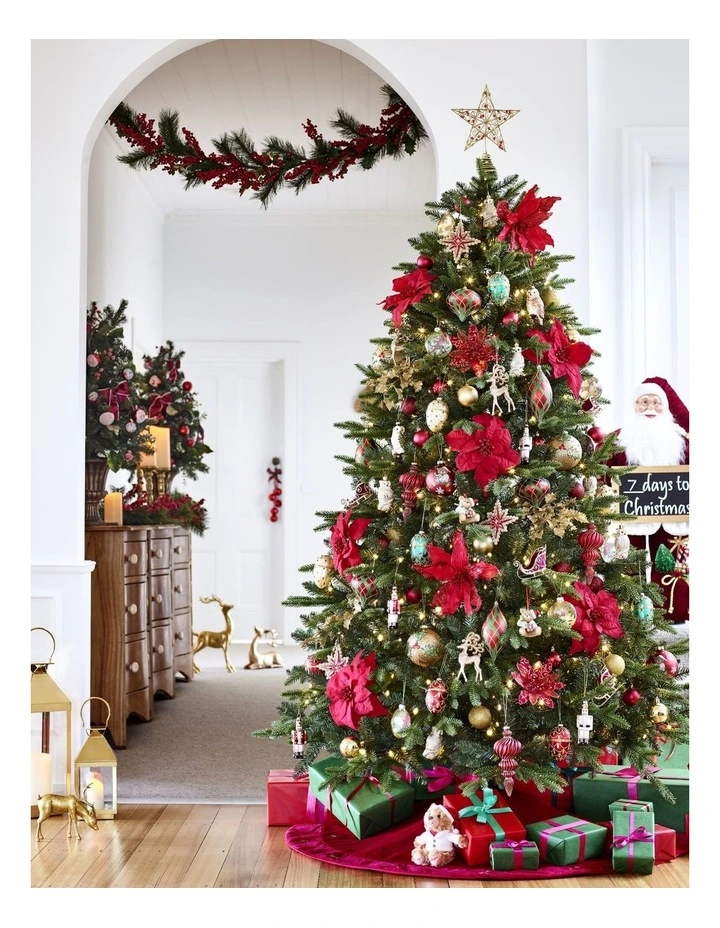Heirloom Christmas Red Velvet & Glittered Poinsettia Pick image 5