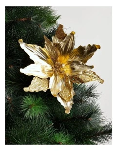 Heirloom Gold Velvet & Glittered Poinsettia Pick