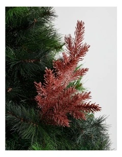 Luxe Christmas Pink Glittered Faux Fir Needle Spray Pick