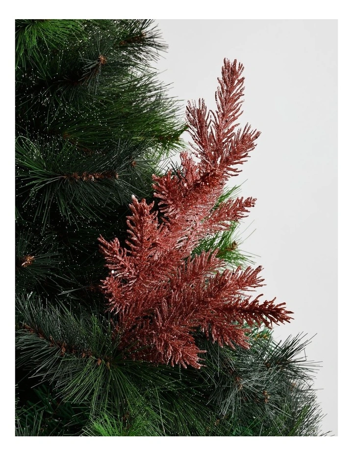 Luxe Christmas Pink Glittered Faux Fir Needle Spray Pick image 1