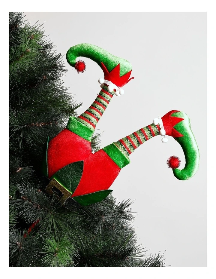Candyland Christmas Fabric Elf Legs Pick 78cm in Multi image 1