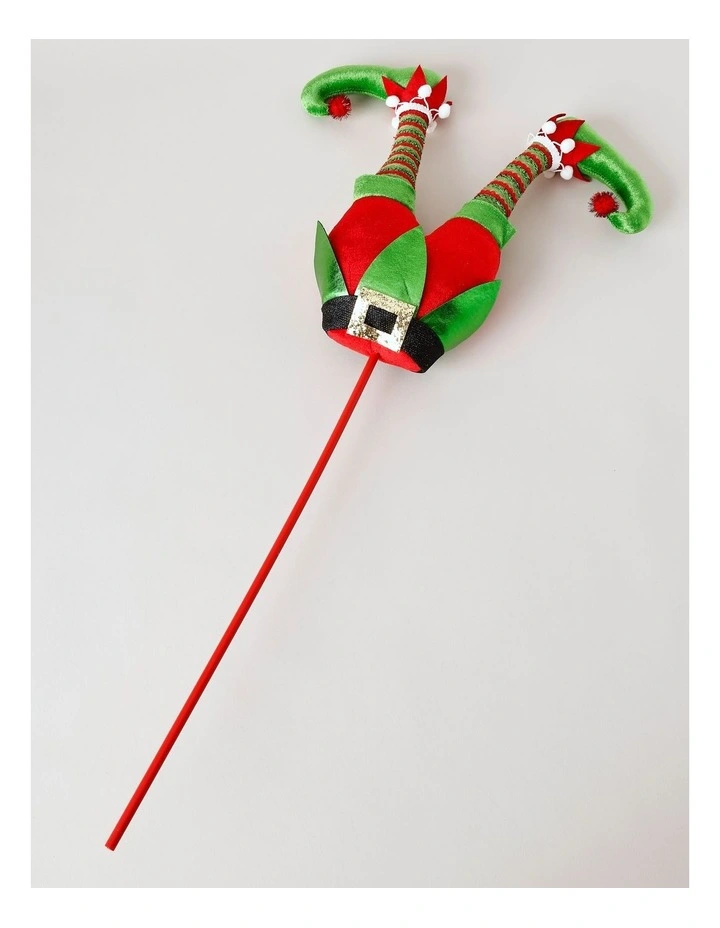 Candyland Christmas Fabric Elf Legs Pick 78cm in Multi image 2