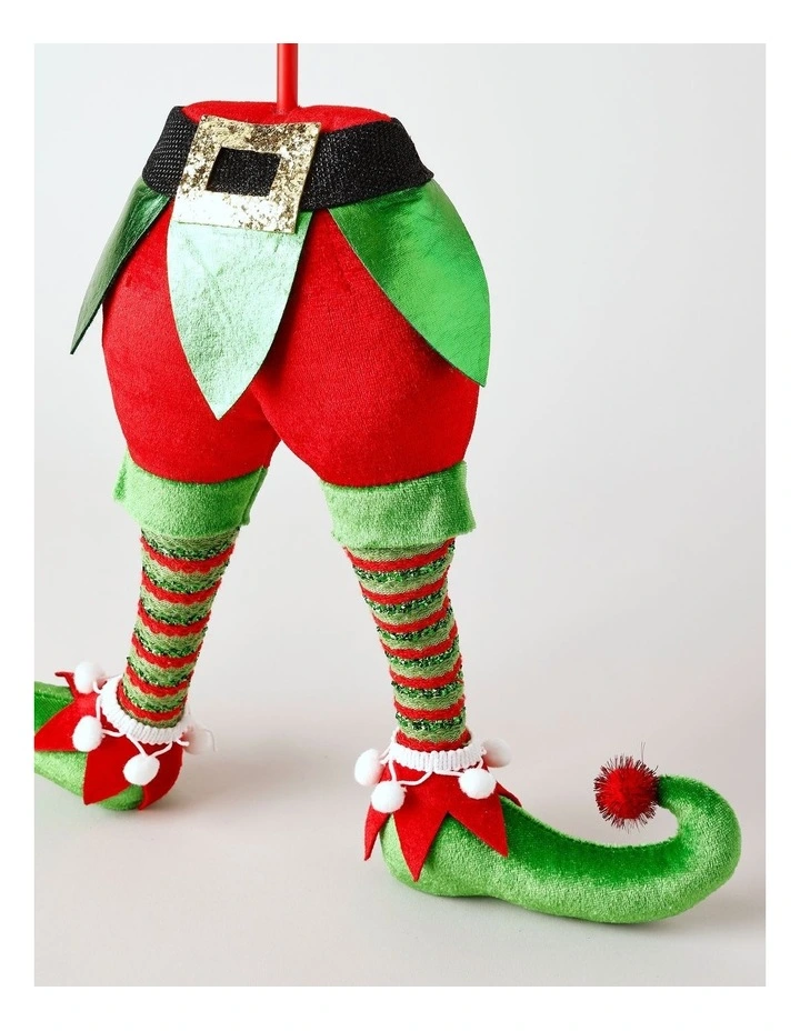 Candyland Christmas Fabric Elf Legs Pick 78cm in Multi image 3