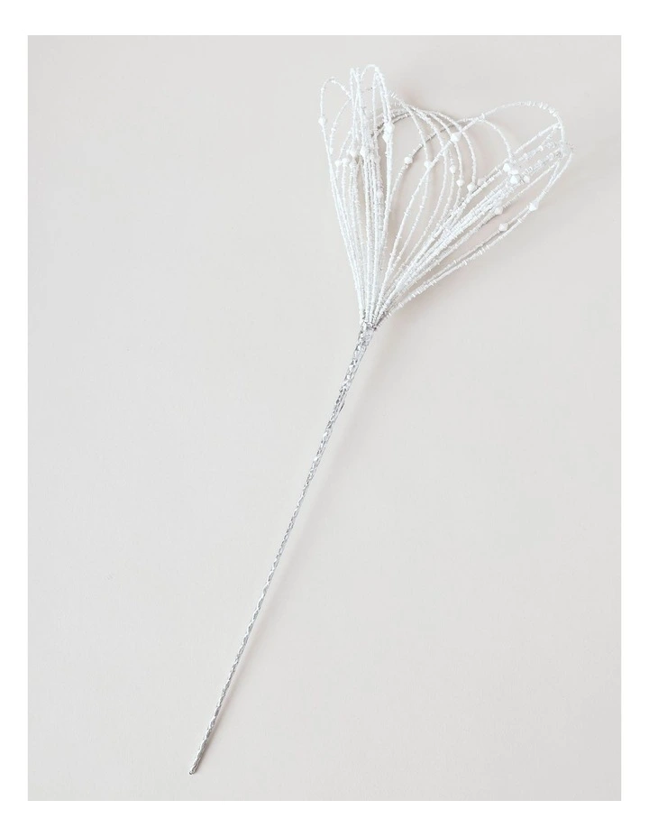 Luxe Christmas Wire Beaded Flower Pick 50cm in White image 2