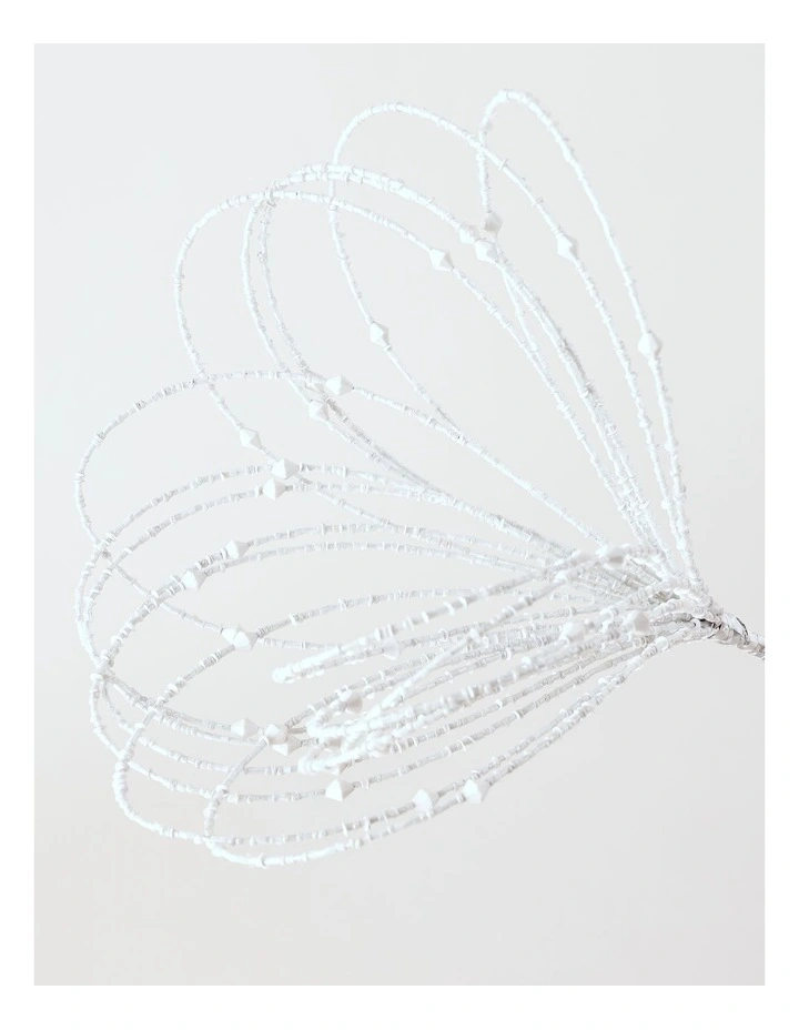 Luxe Christmas Wire Beaded Flower Pick 50cm in White image 3