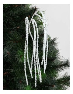 Luxe Christmas Plastic Ice Beaded Spray 76cm in Clear