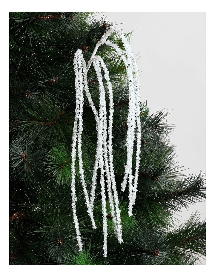 Luxe Christmas Plastic Ice Beaded Spray 76cm in Clear image 1