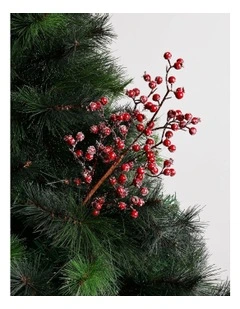 Heirloom Christmas Frosted Faux Berries Pick 50cm in Red