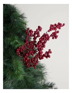 Heirloom Christmas Frosted Faux Berries Pick 62cm in Red