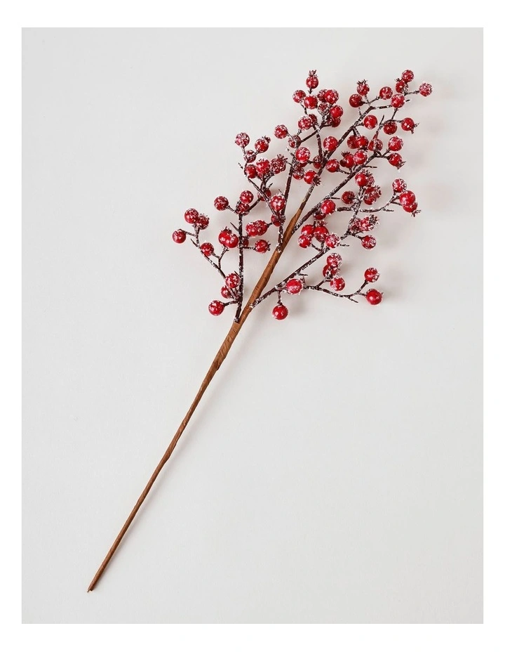 Heirloom Christmas Frosted Faux Berries Pick 50cm in Red image 2