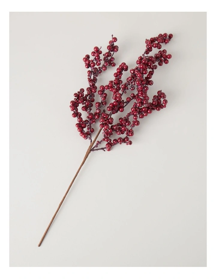 Heirloom Christmas Frosted Faux Berries Pick 62cm in Red image 2