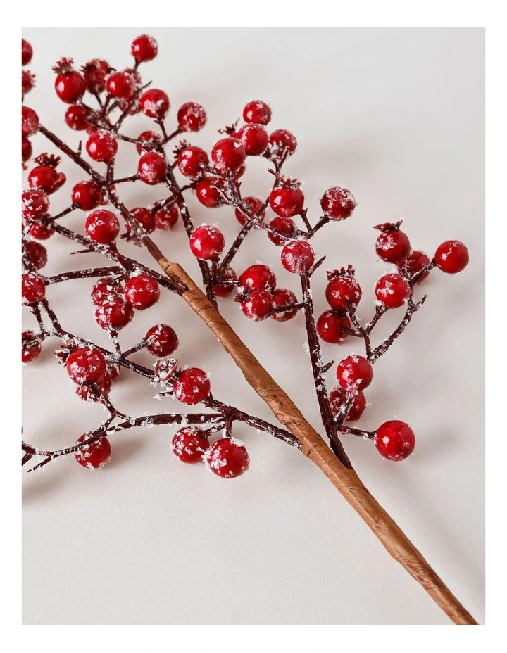 Heirloom Christmas Frosted Faux Berries Pick 50cm in Red image 3
