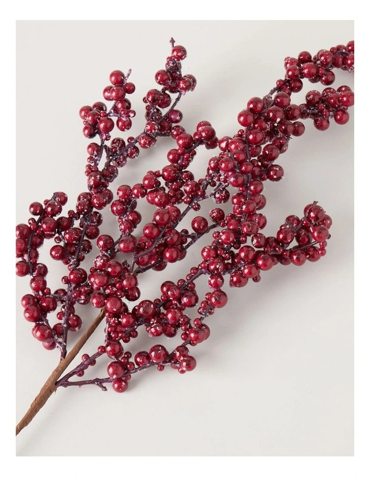 Heirloom Christmas Frosted Faux Berries Pick 62cm in Red image 3