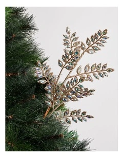 Luxe Christmas Glitter & Faux Gems Spray Pick 50cm in Champagne