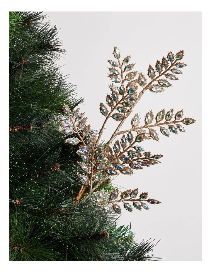 Luxe Christmas Glitter & Faux Gems Spray Pick 50cm in Champagne image 1