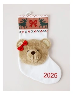 2025 Daisy  Christmas Charity Bear Felt Stocking 42cm in Multi