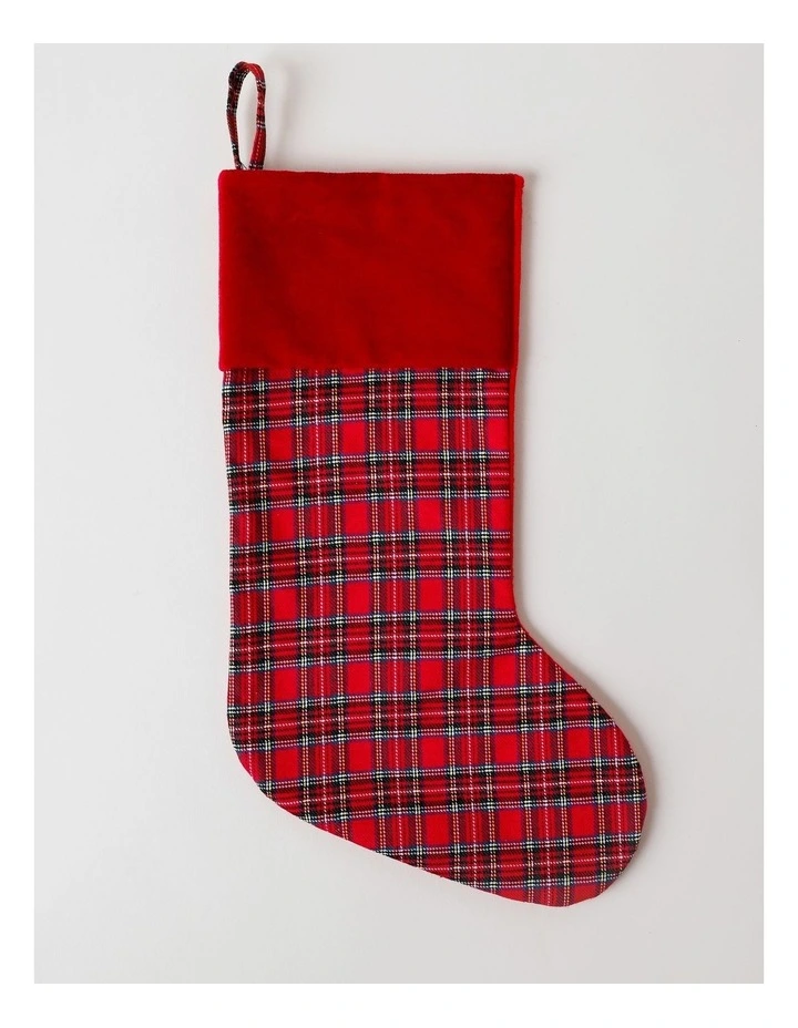 Heirloom Christmas Cuffed Tartan Stocking 44cm in Multi image 1
