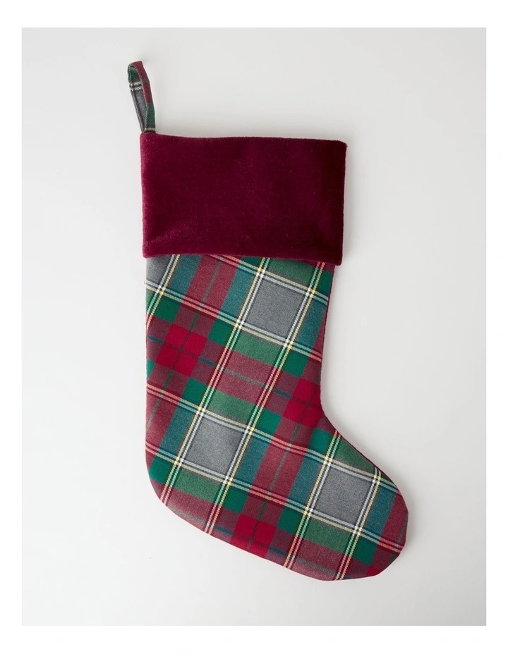Heirloom Christmas Cuffed Tartan Stocking 44cm in Multi image 1