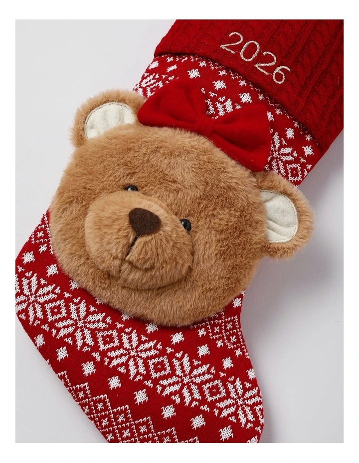 Heirloom Christmas 2026 Evie Charity Bear Felt Stocking in Multi: 42cm image 3