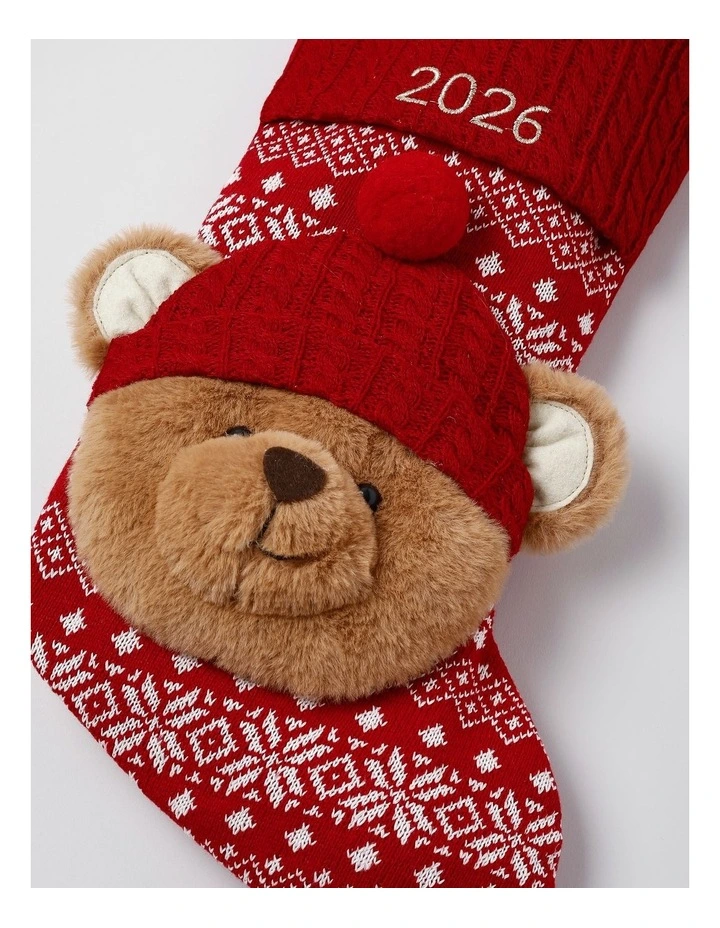 Heirloom Christmas 2026 Ethan Charity Bear Felt Stocking in Multi: 42cm image 3