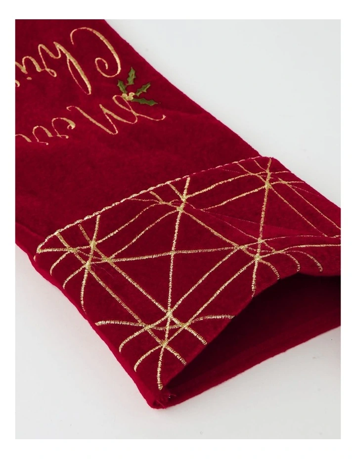 Heirloom Christmas Velvet Latice 42cm Cuff Stocking in Red image 3