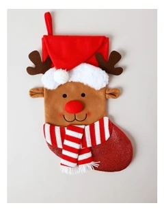 Candyland Christmas Plush Reindeer Stocking 42cm in Multi
